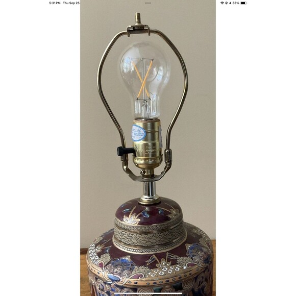 Carousel horses Lamp Vintage Ornately Etched Ceramic, Wood Base **Tested 19” - Picture 5 of 8